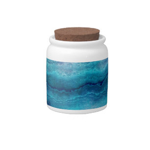 Blue Sea Green Agate Texture Candy Jar