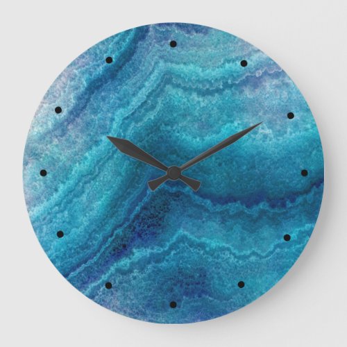 Blue Sea Green Agate Texture Large Clock