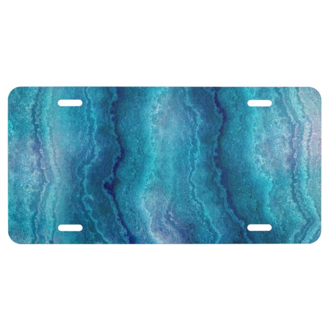Blue Sea Green Agate Texture License Plate (Front)