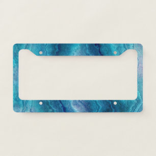Blue Sea Green Agate Texture License Plate Frame