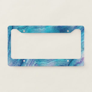 Blue Sea Green Agate Texture License Plate Frame