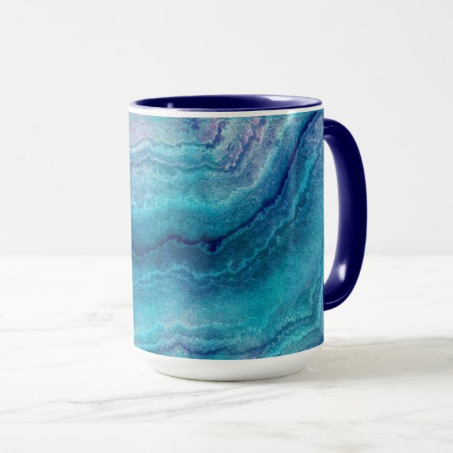 Blue Sea Green Agate Texture Mug (Front Right)
