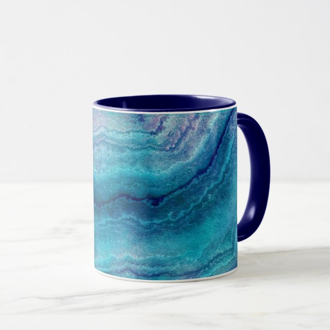 Blue Sea Green Agate Texture Mug (Front Right)