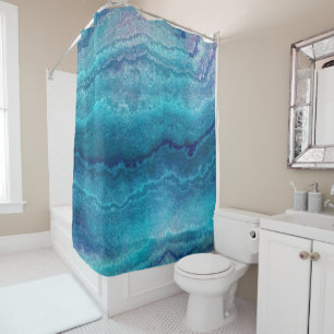 Blue Sea Green Agate Texture Shower Curtain