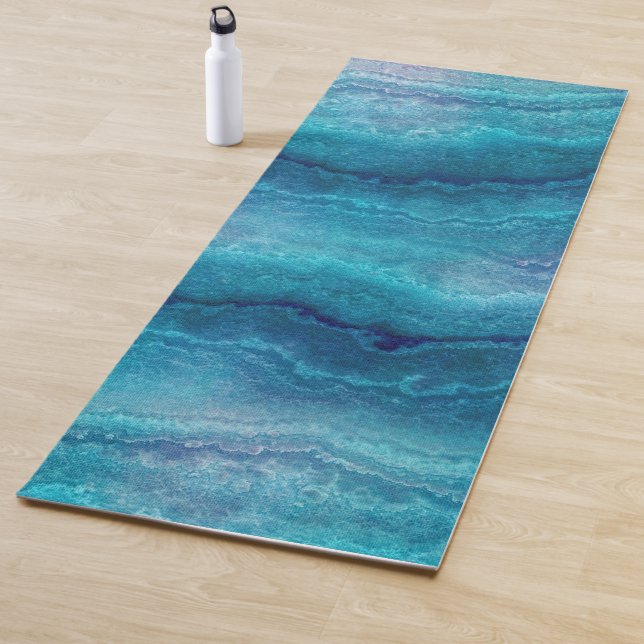 Blue Sea Green Agate Texture Yoga Mat (In Situ)