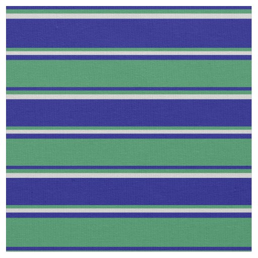 Blue, Sea Green & Light Gray Stripes Pattern Fabric