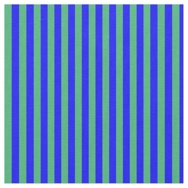 Blue & Sea Green Lines Pattern Fabric (Close Up)
