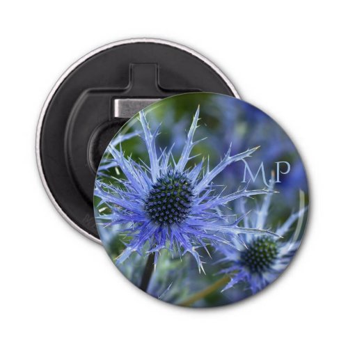 Blue Sea Holly Thistle Monogram Bottle Opener