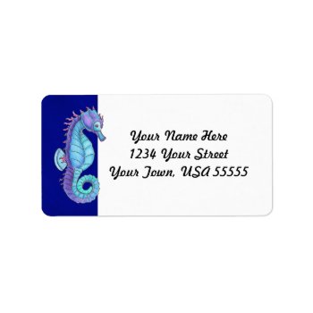 Blue Sea Horse Address Labels by Customizables at Zazzle