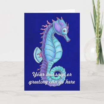 Blue Sea Horse Card by Customizables at Zazzle