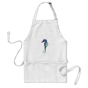 Blue sea horse design nautical oceanic seahorses adult apron