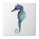 Blue sea horse design nautical oceanic seahorses tile<br><div class="desc">Product with the blue seahorse design of my own authorship. This is a print from my original watercolor  painting titled "Underworld" from a Water colors colletion.  One of a kind. You will love the product!!!</div>