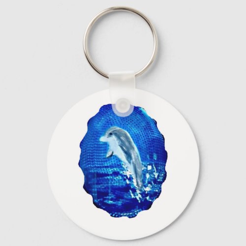 Blue Sea Leaping Dolphin Keychain