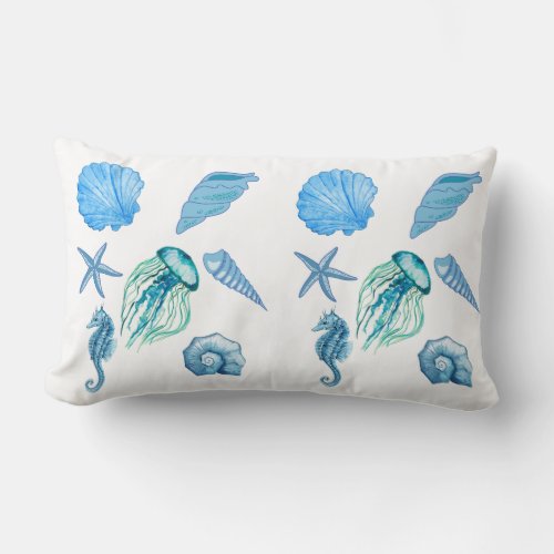 Blue Sea Life Lumbar Pillow