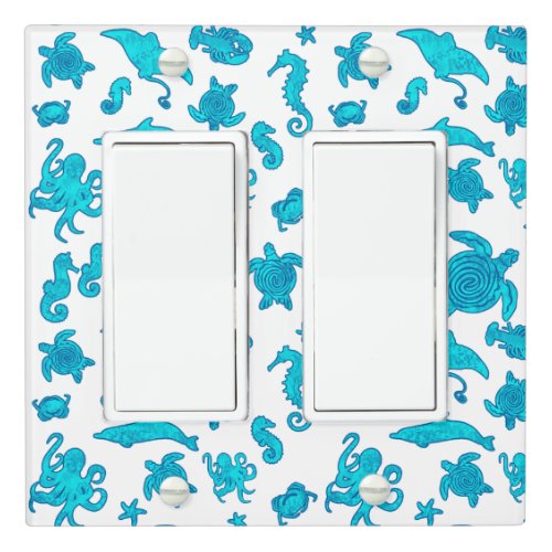 Blue Sea Life Pattern Kids Room Light Switch Cover