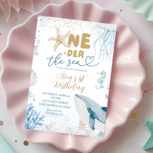 Blue Sea Oneder the Sea First Birthday Invitation