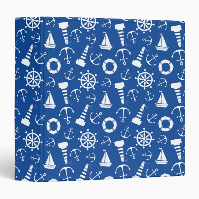 Blue Sea Pattern 3 Ring Binder (Front/Spine)