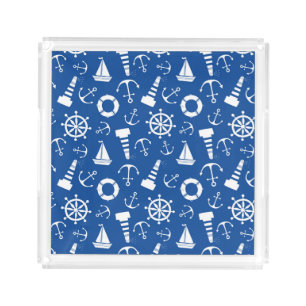 Blue Sea Pattern Acrylic Tray