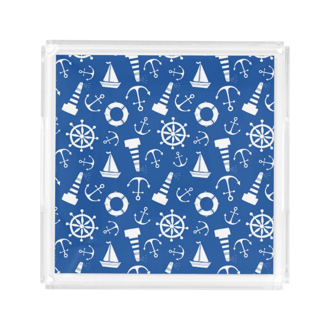 Blue Sea Pattern Acrylic Tray (Front)