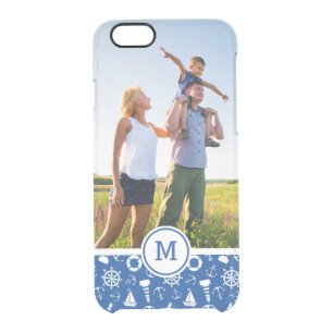 Blue Sea Pattern  Add Your Initial Clear iPhone 6/6S Case