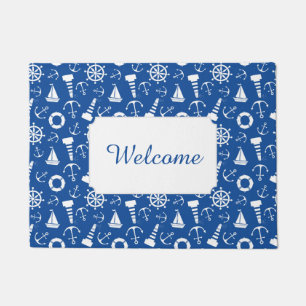 Blue Sea Pattern Add Your Text Doormat