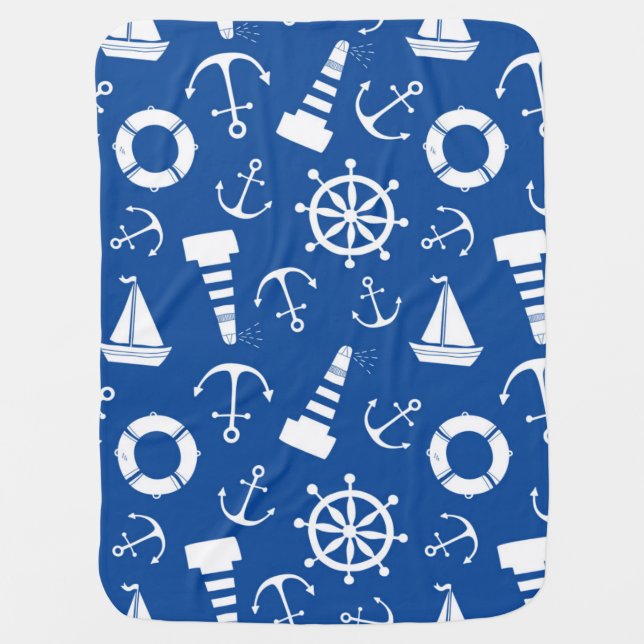 Blue Sea Pattern Baby Blanket (Front)