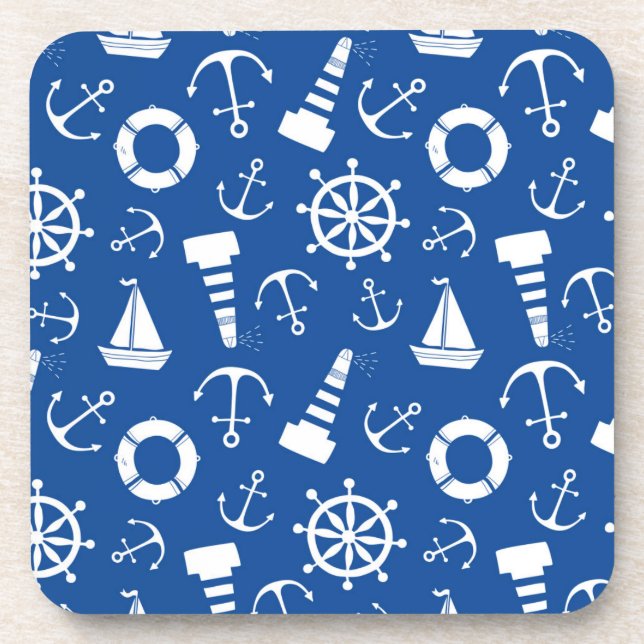 Blue Sea Pattern Drink Coaster (Front)