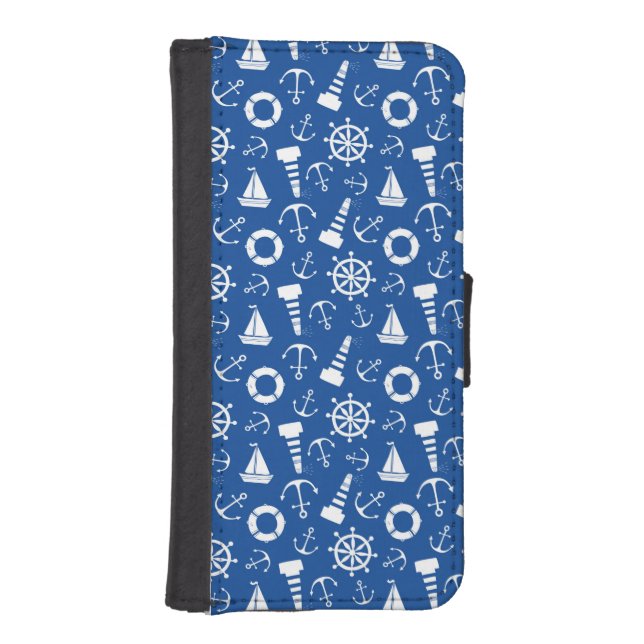 Blue Sea Pattern iPhone Wallet Case (Front)