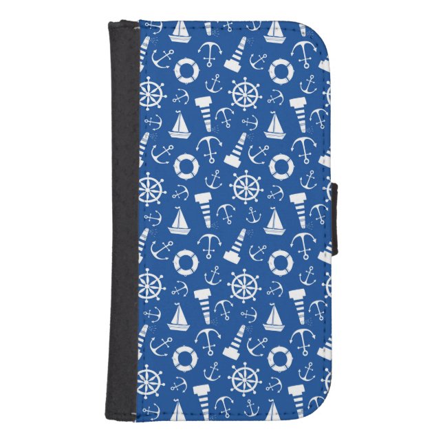 Blue Sea Pattern Samsung Galaxy Wallet Case (Front)