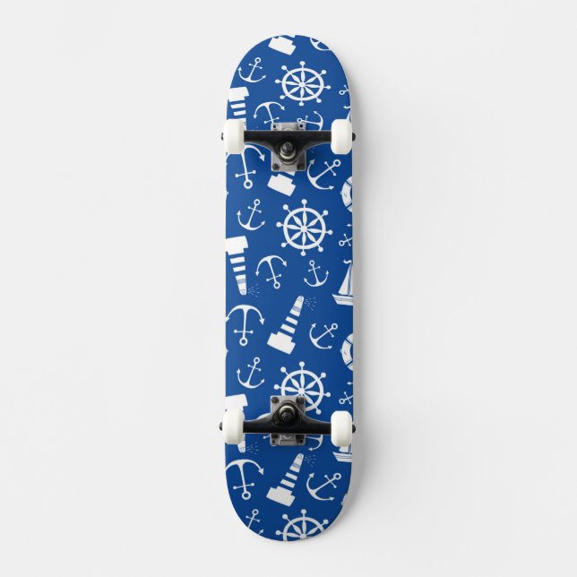 Blue Sea Pattern Skateboard Deck (Front)