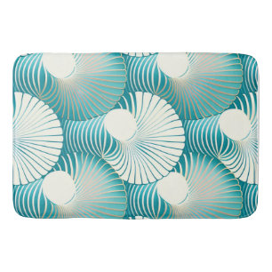 Blue sea shell pattern bath mat