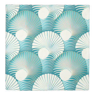 Blue sea shell pattern duvet cover