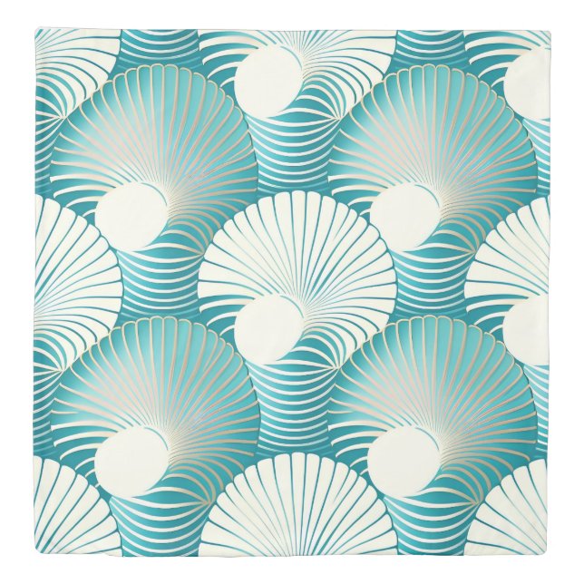 Blue sea shell pattern duvet cover (Front)