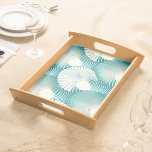 Blue sea shell pattern serving tray