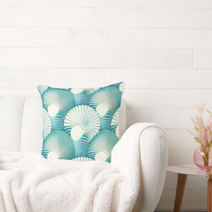 Blue sea shell pattern throw pillow