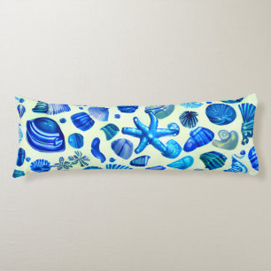Blue Sea Shells Ocean Pattern Body Pillow