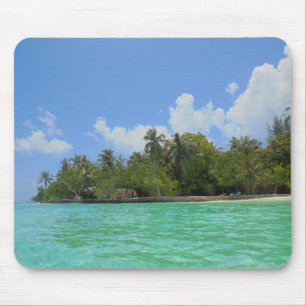Blue Sea Sky White Clouds Maldives Template Mouse Pad