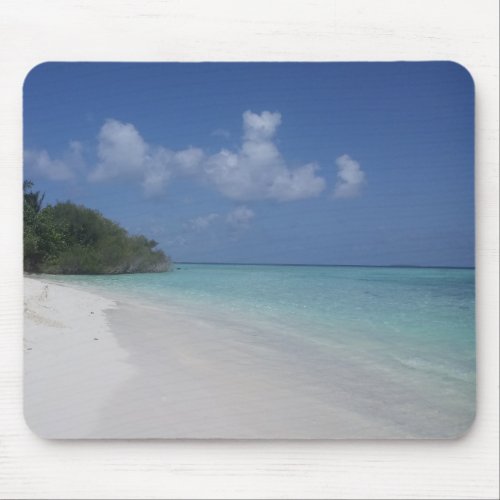 Blue Sea Sky White Clouds Sand Maldives Template Mouse Pad