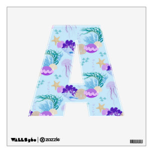 Blue Sea Snail Shell Seashells Starfish Jellyfish Wall Decal
