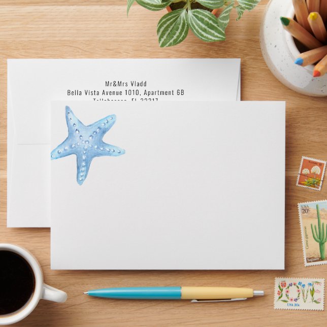 Blue Sea Summer Return Address Envelope (Desk)