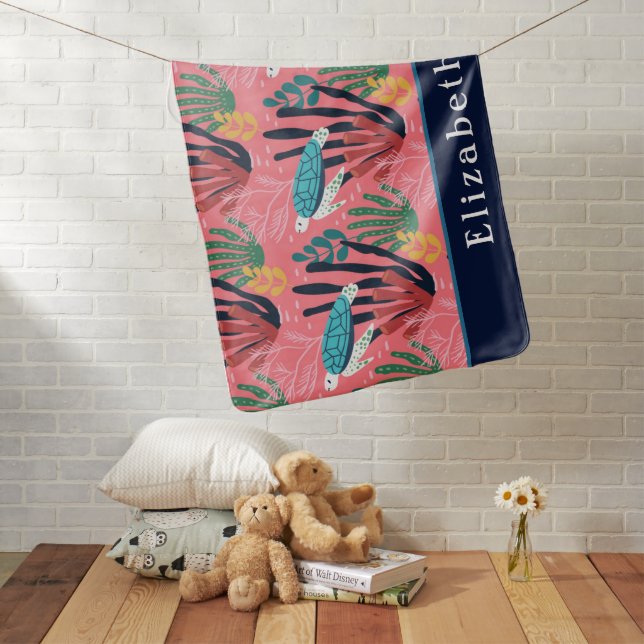 Blue Sea Turtle Baby Blanket (In Situ)