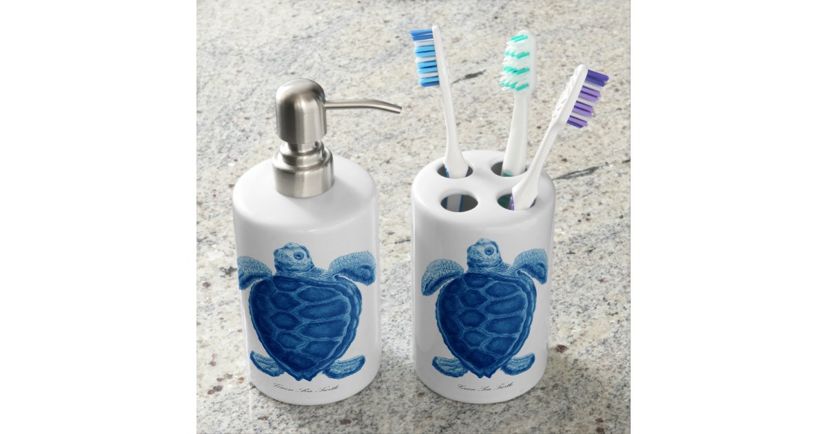 Blue Sea Turtle Bathroom Decor Bathroom Set | Zazzle.com