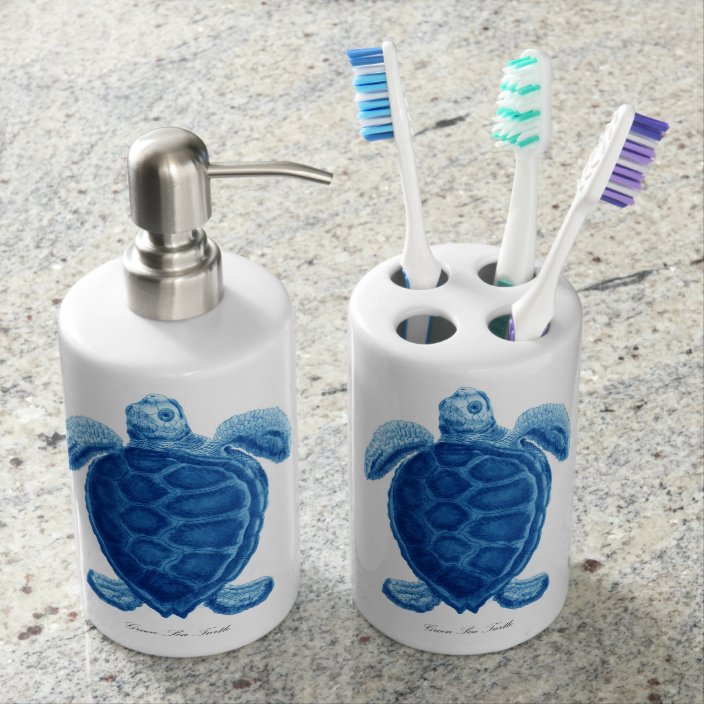 Blue Sea Turtle Bathroom Decor Set Zazzle Blue Sea Turtle Bathroom Decor