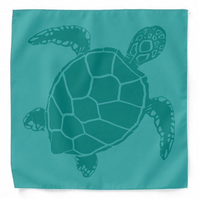Blue Sea Turtle Drawing Bandana (Front)