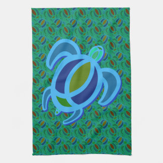 Blue Sea Turtle Kitchen Towels