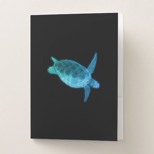 Blue Sea Turtle Pocket Folder