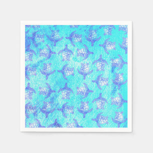 Blue Sea Turtle Print Napkins