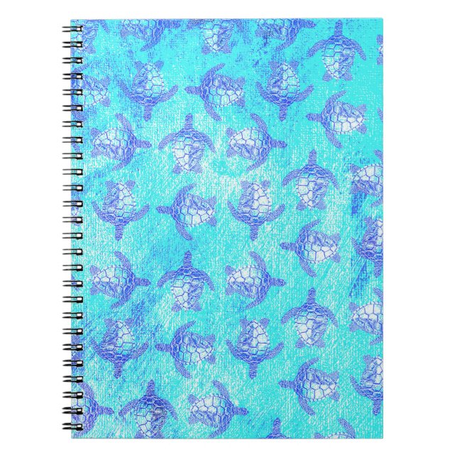 Blue Sea Turtle Print Notebook (Front)
