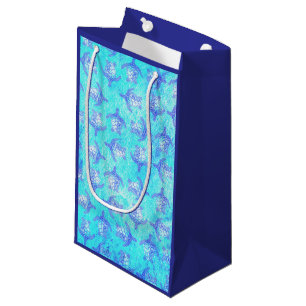 Blue Sea Turtle Print Small Gift Bag