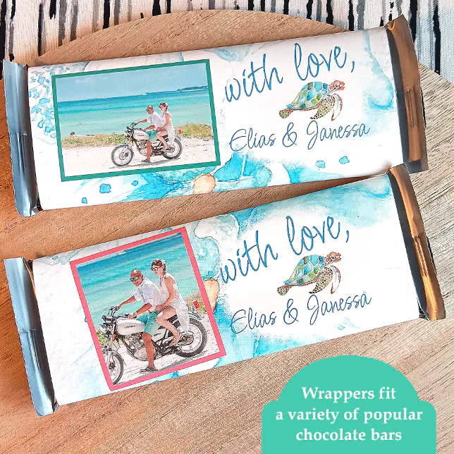 Turtle Bar Rapper Ideas Blue Sea Turtle Wedding Candy Bar Wrapper | Zazzle
